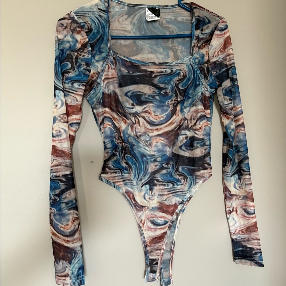SHEIN Multicolor Swirl Print Bodysuit